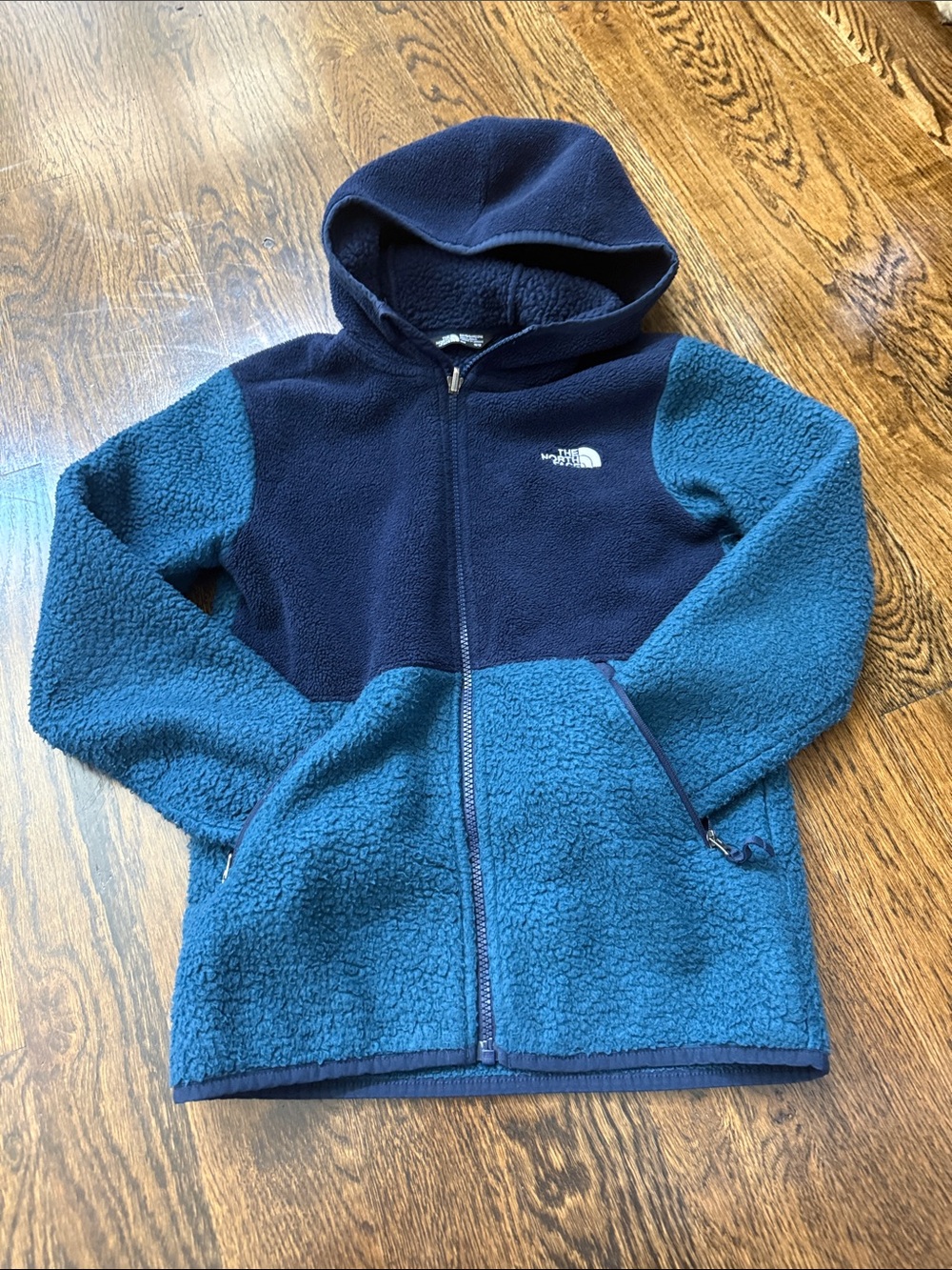 The North Face Kids Navy & Teal Sherpa Fleece Hoodie